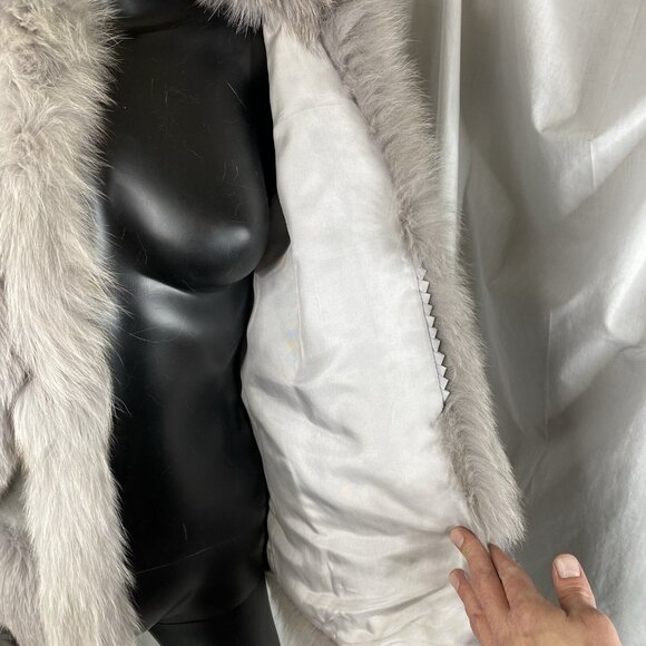 Vintage GRAY FOX FUR & SUEDE LEATHER JACKET Coat size Small Mob Wife 70s 80s - Picture 14 of 16